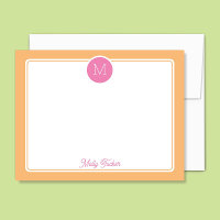 Circle Monogram Preppy Pink & Orange Sherbet