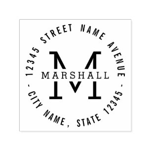 Circle Monogramm Personalisierte Gummi-Briefmarke Permastempel