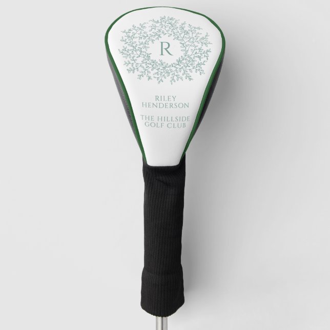 Circle of Blätter monogram name and club  green Golf Headcover (Vorderseite)