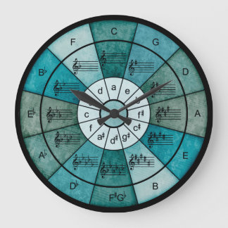 Circle of fifths elegant design for musicians große wanduhr