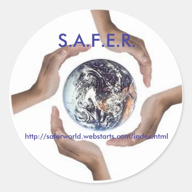 Circle_of_Hands, S.A.F.E.R., http://saferworld... Runder Aufkleber (Vorderseite)
