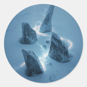 Circle of Light in the Snow Runder Aufkleber