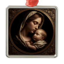 “Circle of Light: Madonna and Child”Ornament Metal