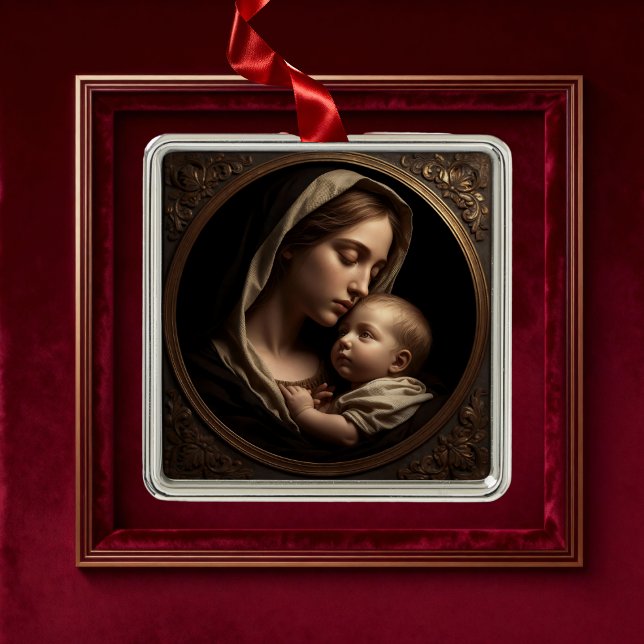 “Circle of Light: Madonna and Child”Ornament Ornament Aus Metall (Von Creator hochgeladen)
