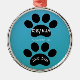 Circle of Love Teal Blue Paw Print  Ornament Aus Metall