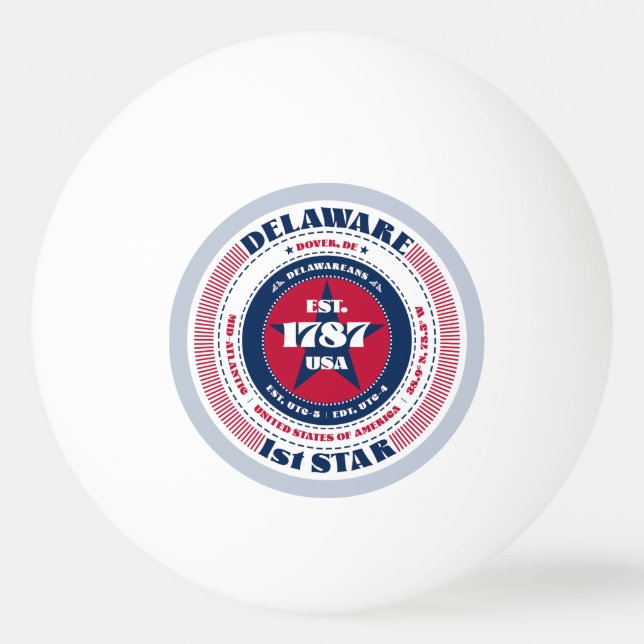 Circle of Red, White and Blue Delaware Tischtennisball (Vorderseite)