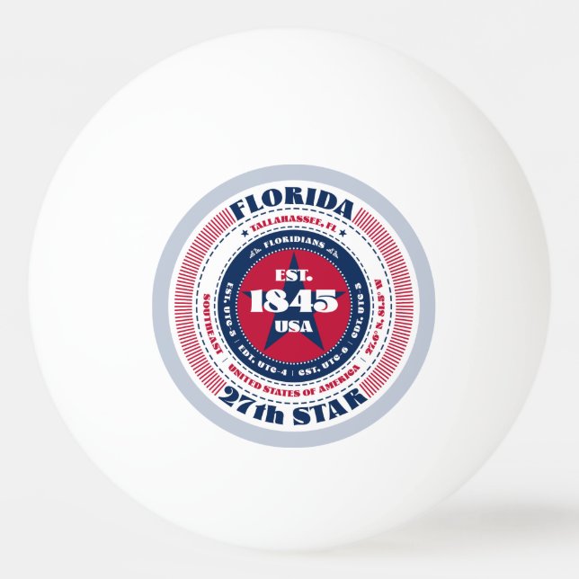 Circle of Red, White and Blue Florida Tischtennisball (Vorderseite)