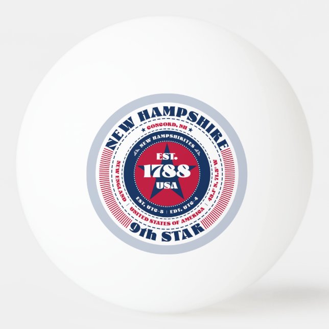 Circle of Red, White and Blue New Hampshire Tischtennisball (Vorderseite)