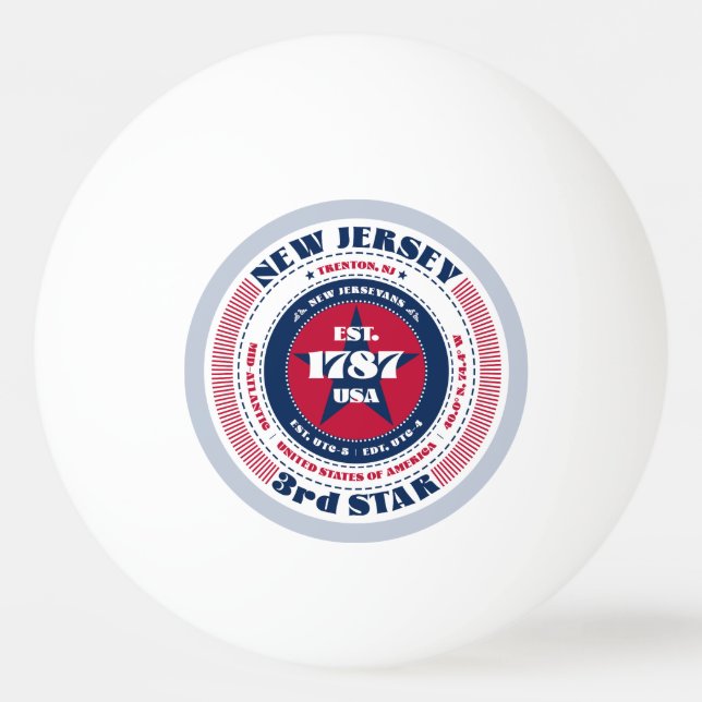 Circle of Red, White and Blue New Jersey Tischtennisball (Vorderseite)