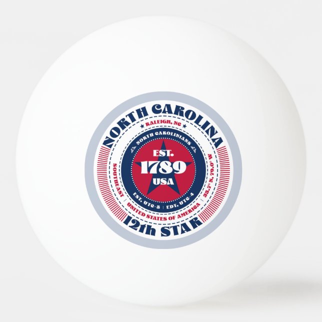 Circle of Red, White and Blue North Carolina Tischtennisball (Vorderseite)