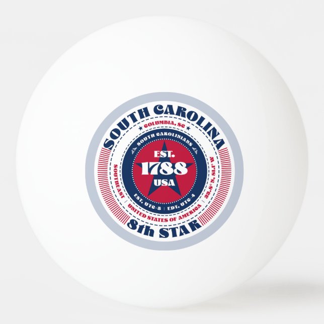 Circle of Red, White and Blue South Carolina Tischtennisball (Vorderseite)