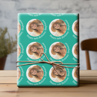 Circle One Foto mit Geburtstag Gruß Emerald Geschenkpapier