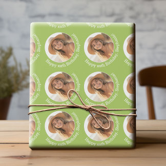 Circle One Foto mit Geburtstagsgrün Geschenkpapier