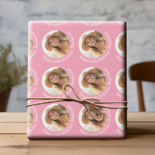 Circle One Foto with Birthday Gruß - Pink Geschenkpapier