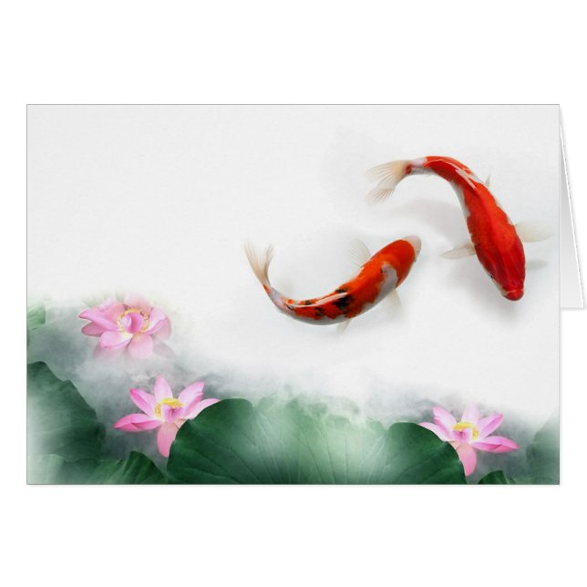 Circle Oriental Zen Feng Shui Koi & Lotus (Vorderseite (Horizontal))