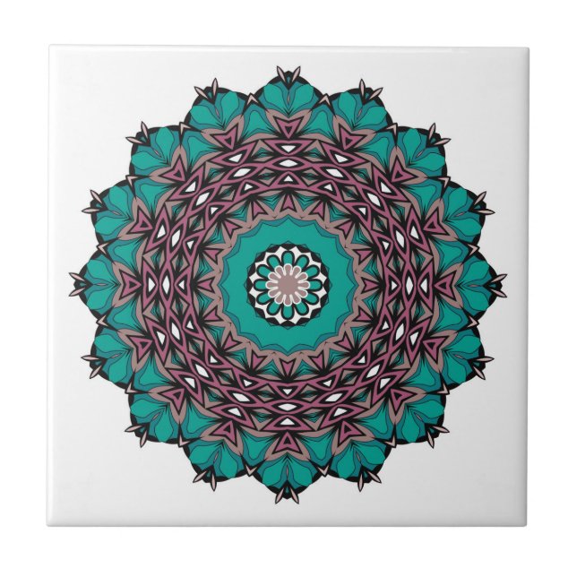 Circle Ornamental abstrakt Mandala Dekorationstich Fliese (Vorderseite)