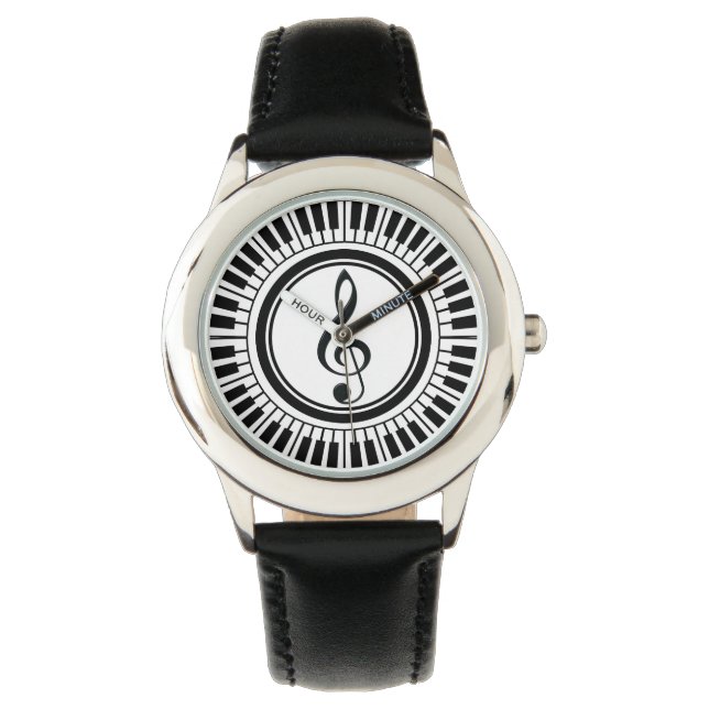 Circle Piano Keys und Treble Clef Armbanduhr (Vorderseite)