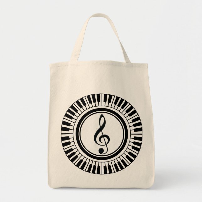 Circle Piano Keys und Treble Clef Tragetasche (Vorne)