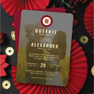 Circle Red Double Happiness Foto Chinese Wedding Folieneinladung