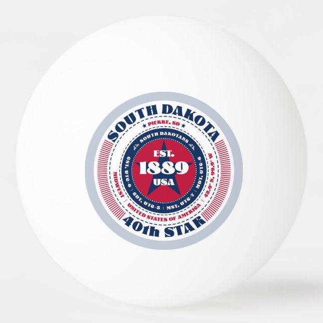 Circle "Red, White and Blue South Dakota" Tischtennisball (Vorderseite)