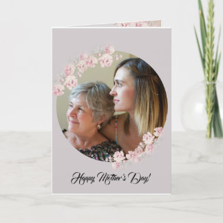 Circle Rustic Floral Gray Mother Day Card Karte