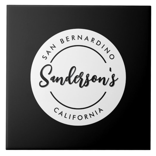 Circle "Schwarz-weiß City Town Place" Fliese (Vorderseite)