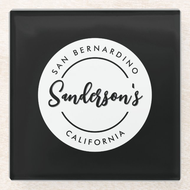 Circle "Schwarz-weiß City Town Place" Glasuntersetzer (Vorderseite)