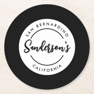 Circle "Schwarz-weiß City Town Place" Runder Pappuntersetzer