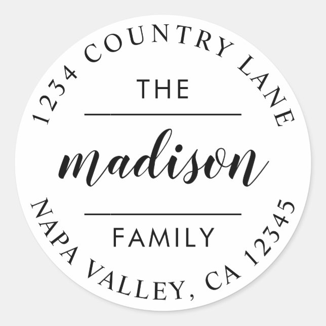 Circle Script | Erstellen Sie Ihre eigene Rücksend Runder Aufkleber (Vorderseite)