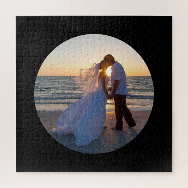 Circle Shape Wedding Foto Black Puzzle (Vertikal)