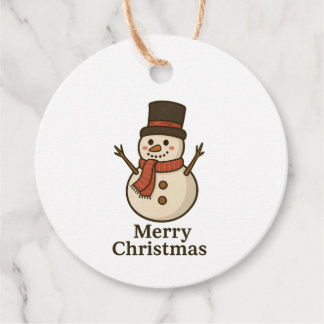Circle Snowman Christmas Gift Tag - Front & Design Geschenkanhänger