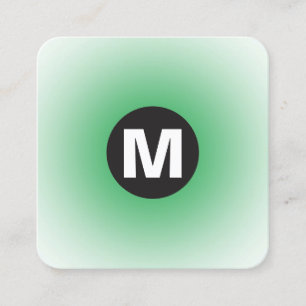 Circle Spot Monogram - Gradient - Grass Green & Wt Quadratische Visitenkarte