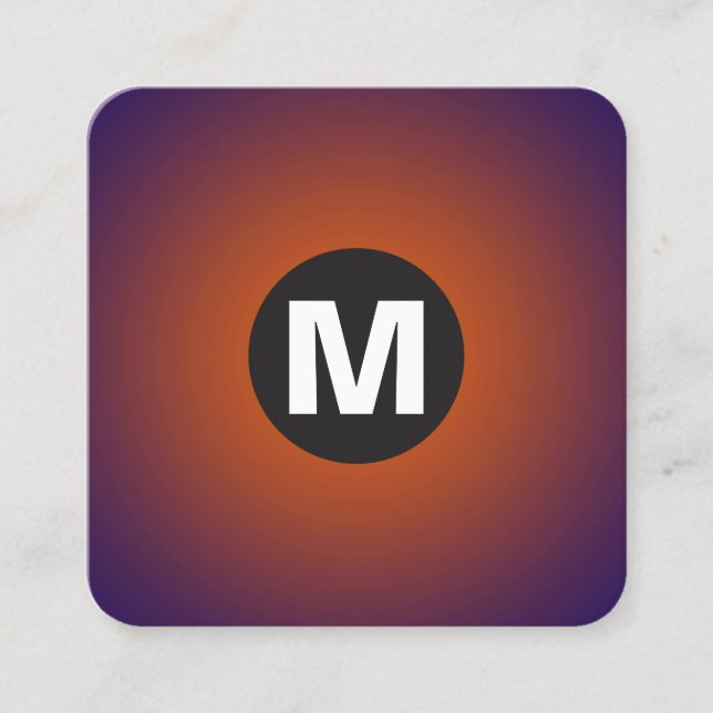 Circle Spot Monogram - Gradient - Orange, DP Marin Quadratische Visitenkarte (Vorderseite)