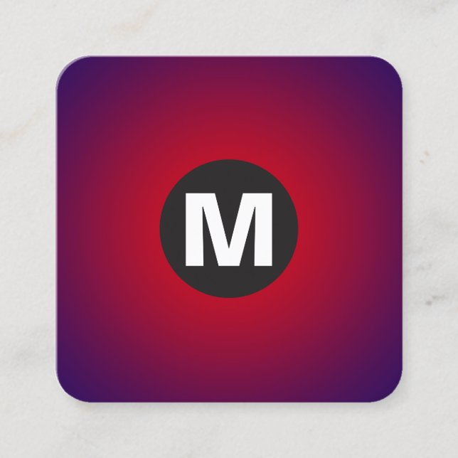 Circle Spot Monogram - Gradient - Red to Deep Navy Quadratische Visitenkarte (Vorderseite)