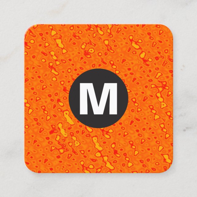 Circle Spot Monogram - Orange Textur Quadratische Visitenkarte (Vorderseite)