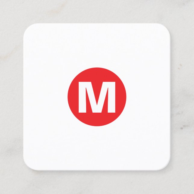 Circle Spot Monogramm - Rot Quadratische Visitenkarte (Vorderseite)