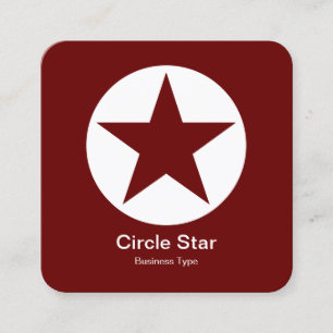 Circle Star - Weiß auf Dunkelrot braun Quadratische Visitenkarte