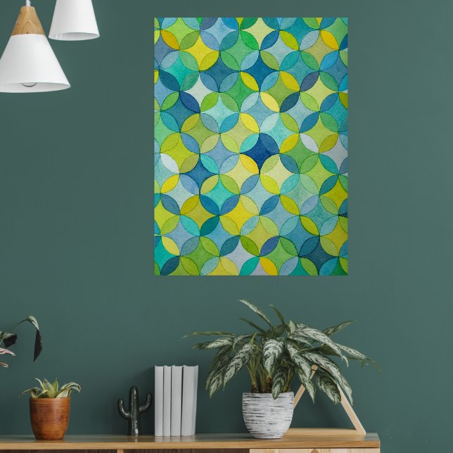 Circle Stars Hand Painted Artist Pattern Print Poster (Wohnzimmer 1)