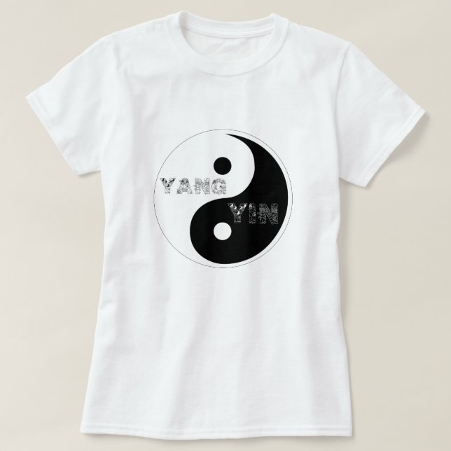 Circle Taijitu Yin und Yang Symbol auf weiß T-Shirt (Design vorne)