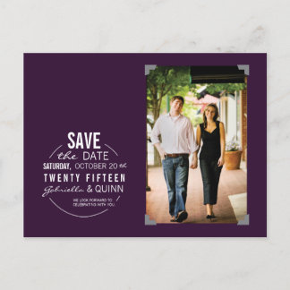 Circle Text & Foto Lila Save the Date Postkarte