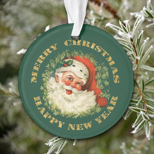 Circle Text Retro Santa Personalisiert Ornament (Von Creator hochgeladen)