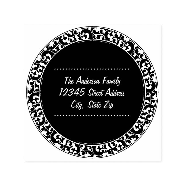 Circle Vintag Black Design - Address-Briefmarke Permastempel (Design)