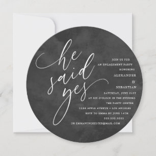 Circle White Script Er sagte Yes Engagement Party Einladung