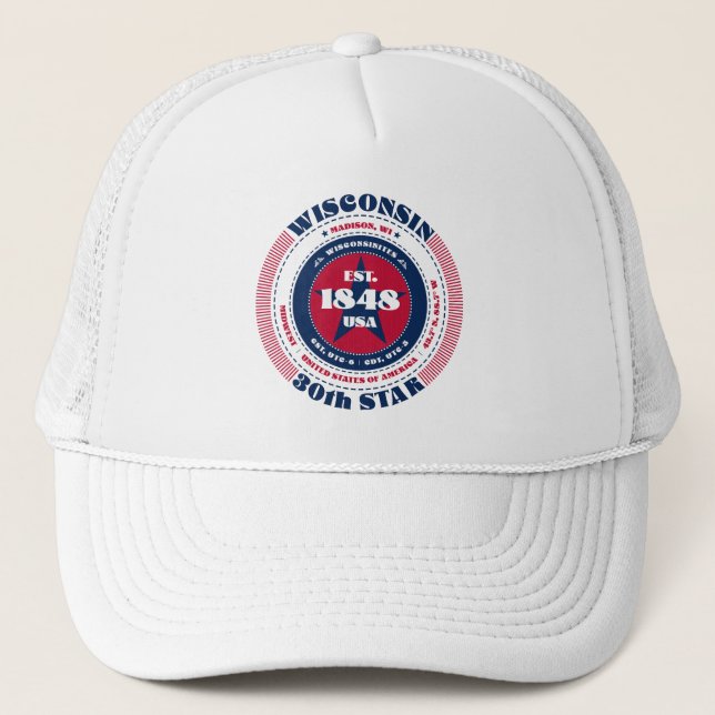 Circle Wisconsin Staat Patriotic Trucker Hat Truckerkappe (Vorderseite)