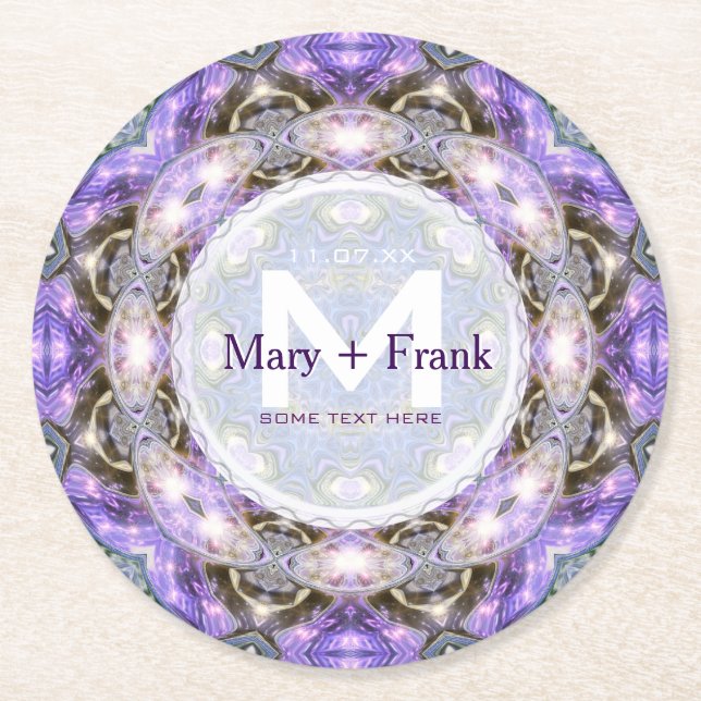 CircleonLight-Untersetzer für Monogramm-Papier Lil Runder Pappuntersetzer (Vorderseite)