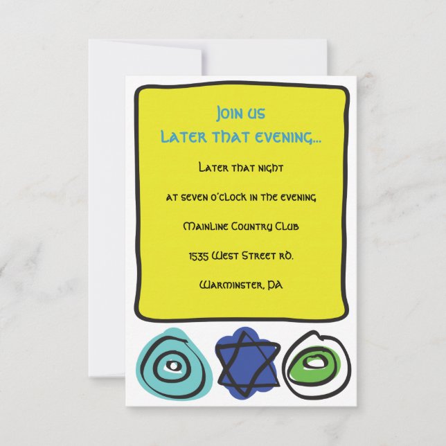 CIRCLES and SQUARES Bar Bat Mitzvah Party Card Einladung (Vorderseite)