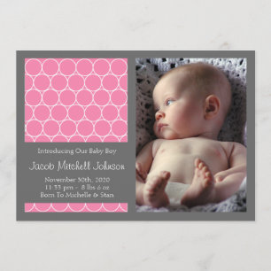 Circles Background New Baby Announcements (Pink) Ankündigung
