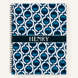 Circles Blue White Minimal Muster Notizbuch