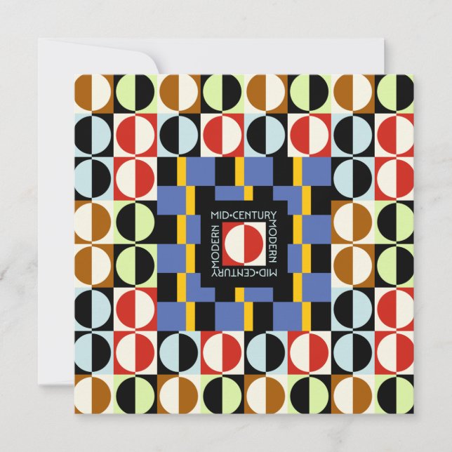 Circles Card Mitte des Jahrhunderts Einladung (Vorderseite)