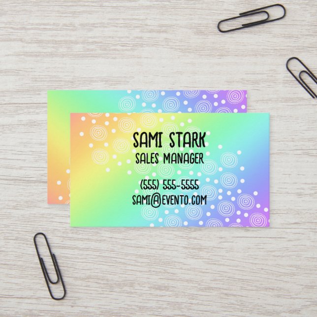 Circles Dots Rainbow Gradient Business Cards Visitenkarte (Vorderseite/Rückseite Beispiel)